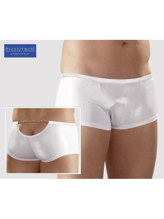 BOXER BIANCO EFFETTO GLITTER LUCIDO CON CATENINA