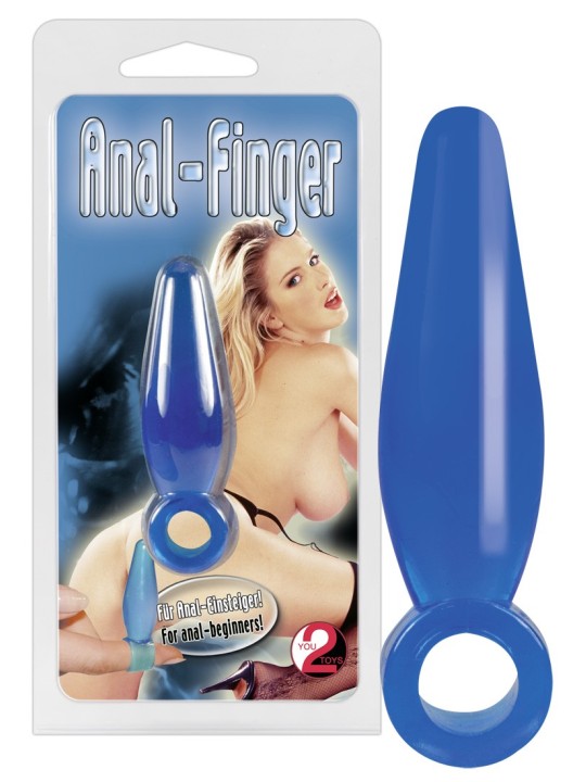 MINI CUNEO ANALE CON ANELLO \"ANAL FINGER\" BLU - 5 CM