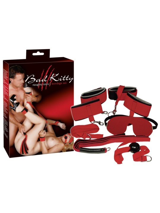 SET BONDAGE 8 PEZZI BAD KITTY "RED GIANT" ROSSO