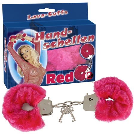 MANETTE IN METALLO RIVESTITE IN PELUCHE LOVE-CUFFS ROSSO