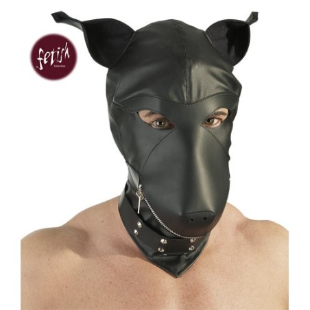 MASCHERA DOBERMANN IN PELLE NERA - TAGLIA UNICA