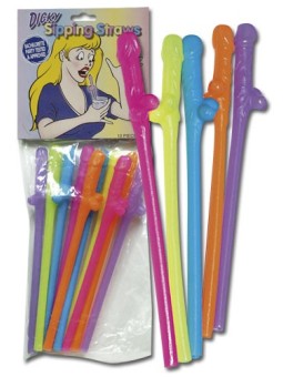 SET 10 PEZZI CANNUCCE COLORATE A FORMA DI PENE