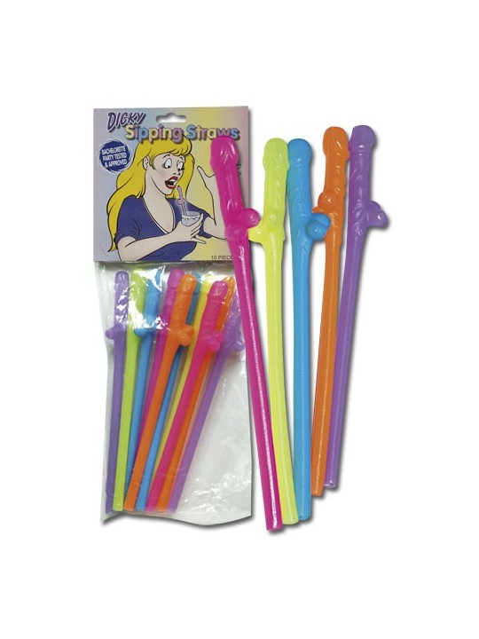 SET 10 PEZZI CANNUCCE COLORATE A FORMA DI PENE