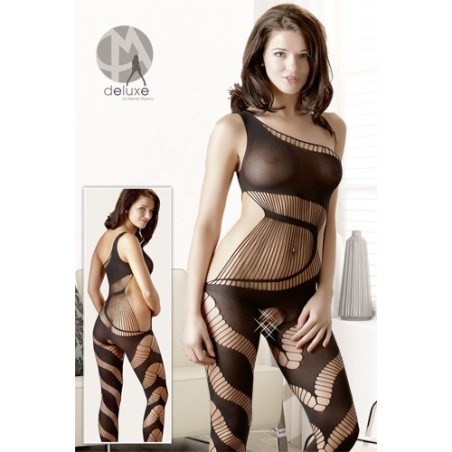 CATSUIT MONOSPALLA CON STRINGHE OPACHE E CAVALLO APERTO - TAGLIA UNICA