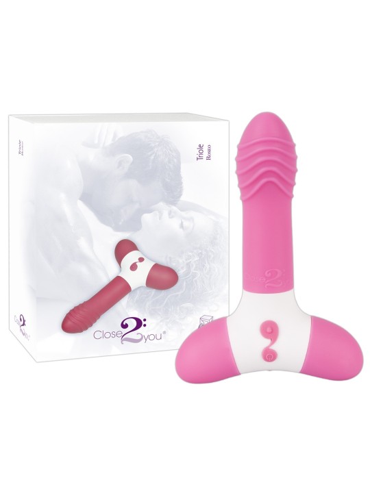 VIBRATORE RICARICABILE CON RILIEVI \"TRIOLE\" ROSA