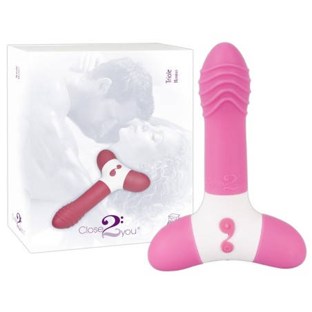 VIBRATORE RICARICABILE CON RILIEVI TRIOLE ROSA