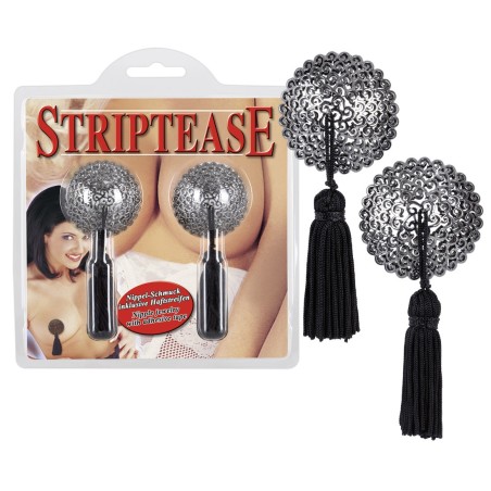 COPRICAPEZZOLI CON PERLE E CATENINA STRIPTEASE NERO