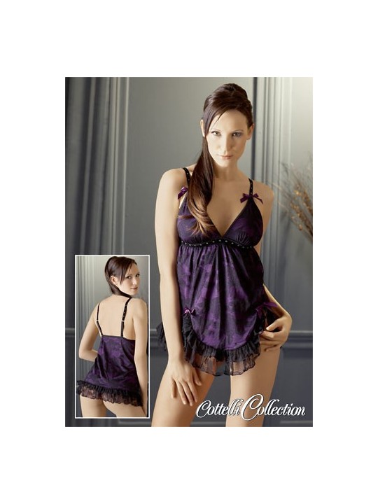 BABY DOLL IN PIZZO "MOULIN ROUGE" VIOLA