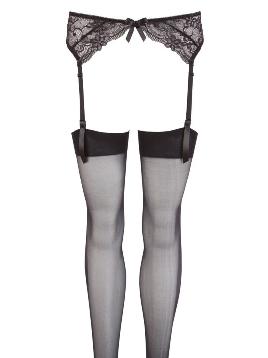 COLLANT SEXY CON REGGICALZE IN PIZZO "COTTELLI LEGWEAR" - COLORE NERO