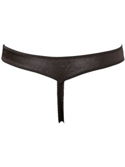 TANGA NERO IN RASO E TULLE CON APERTURA