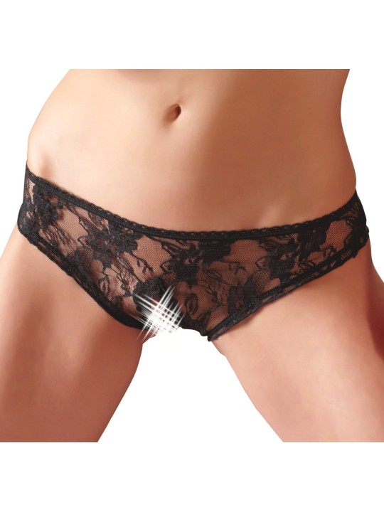 SLIP IN PIZZO CON APERTURA "COTTELLI LINGERIE" COLORE NERO