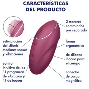 SATISFYER - TAP & CLIMAX 1 VIBRADOR LAY-ON ROJO - immagine 5