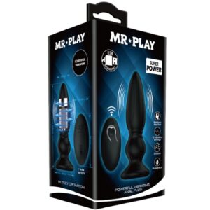 MR PLAY - POTENTE VIBRATORE TELECOMANDO PLUG ANALE NERO - immagine 9