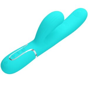 PRETTY LOVE - VIBRATORE MULTIFUNZIONE PERLITA 3 IN 1 G-SPOT VERDE ACQUA - immagine 3