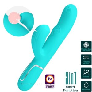 PRETTY LOVE - VIBRATORE MULTIFUNZIONE PERLITA 3 IN 1 G-SPOT VERDE ACQUA - immagine 10