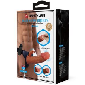 PRETTY LOVE - MARION HARNESS SLIP UNIVERSALE CON DILDO VIBRANTE 19 CM MARRONE - immagine 9