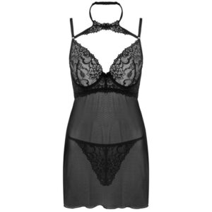 LIVCO CORSETTI FASHION - BINELLA SET BABYDOLL + TANGA NEGRO - immagine 3