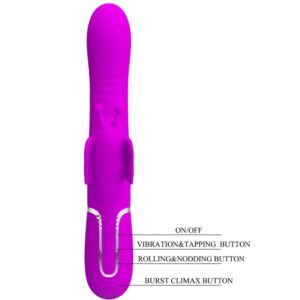 PRETTY LOVE - VIBRATORE MULTIFUNZIONE RABBIT 4 IN 1 FARFALLA FUCSIA - immagine 8
