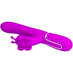 PRETTY LOVE - VIBRATORE MULTIFUNZIONE RABBIT 4 IN 1 FARFALLA FUCSIA - immagine 6