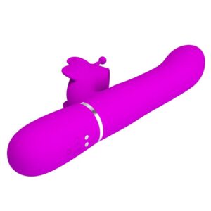 PRETTY LOVE - VIBRATORE MULTIFUNZIONE RABBIT 4 IN 1 FARFALLA FUCSIA - immagine 4
