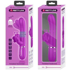 PRETTY LOVE - VIBRATORE MULTIFUNZIONE RABBIT 4 IN 1 FARFALLA FUCSIA - immagine 11
