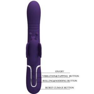 PRETTY LOVE - VIBRATORE MULTIFUNZIONE RABBIT 4 IN 1 FARFALLA VIOLA - immagine 8