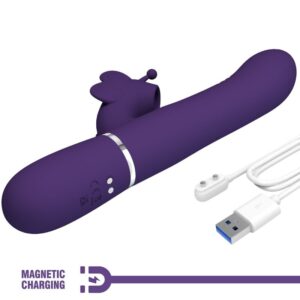 PRETTY LOVE - VIBRATORE MULTIFUNZIONE RABBIT 4 IN 1 FARFALLA VIOLA - immagine 9