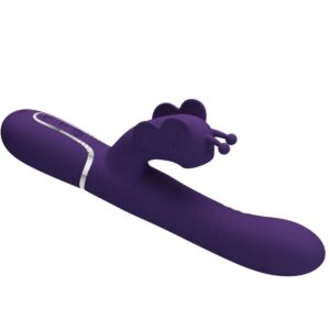 PRETTY LOVE - VIBRATORE MULTIFUNZIONE RABBIT 4 IN 1 FARFALLA VIOLA - immagine 5