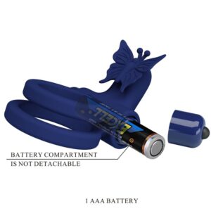 PRETTY LOVE - JAMELE DOPPIO ANELLO CON VIBRAZIONE E STIMOLATORE FARFALLA BLU - immagine 9