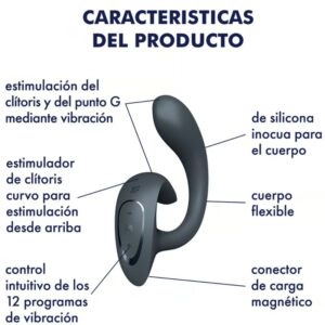 SATISFYER - G FOR GODDESS 1 VIBRATORE CONIGLIO GRIGIO SCURO - immagine 4