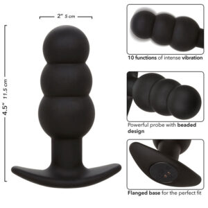 CALEXOTICS - ROCK BOTTOM PERLINE TAPPO ANALE 10 VIBRAZIONI SILICONE NERO - immagine 7