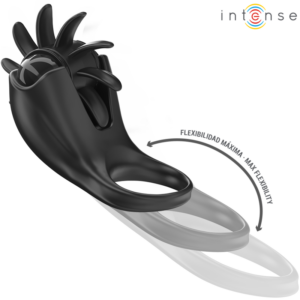 INTENSE - MABEL ANELLO VIBRANTE 10 VIBRAZIONI CON STIMOLATORE CLITORIDEO NERO - immagine 3