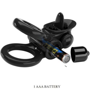 PRETTY LOVE - PASSIONATE RING DOPPIO ANELLO VIBRANTE + STIMOLATORE CLITORIDE NERO - immagine 3