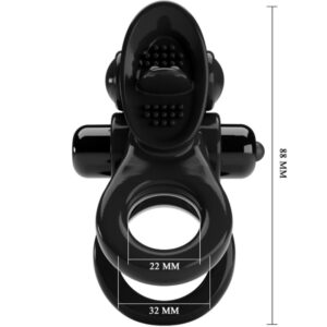 PRETTY LOVE - PASSIONATE RING DOPPIO ANELLO VIBRANTE + STIMOLATORE CLITORIDE NERO - immagine 4