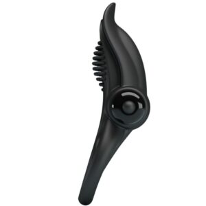 PRETTY LOVE - DOPPIO ANELLO VIBRANTE + STIMOLATORE CLITORIDEO 10 VIBRAZIONI NERO - immagine 2