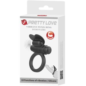 PRETTY LOVE - DEBONAIRE ANELLO VIBRANTE CONIGLIO 10 VIBRAZIONI NERO - immagine 7