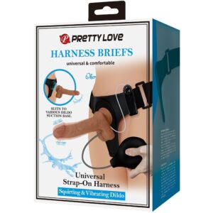 PRETTY LOVE - SLIP UNIVERSALE CON DILDO VIBRANTE E SQUIRTING 15,5 CM MULATO - immagine 10