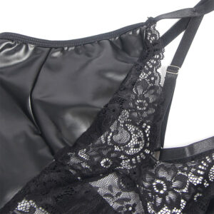 SUBBLIME - 957520 VESTIDO DE CUERO CON ENCAJE FLORAL NEGRO S/M - immagine 5