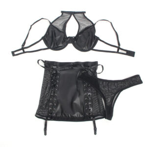 SUBBLIME - 957582 CONJUNTO SUJETADOR Y FALDA DE CUERO NEGRO S/M - immagine 4