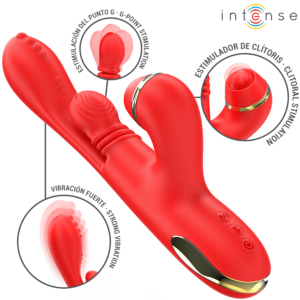 INTENSE - KATY STIMOLATORE CLITORIDEO MULTIFUNZIONE 4 TESTINE INTERCAMBIABILI ROSSO - immagine 4