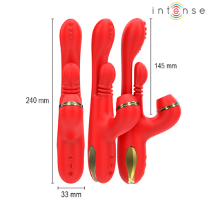 INTENSE - KATY STIMOLATORE CLITORIDEO MULTIFUNZIONE 4 TESTINE INTERCAMBIABILI ROSSO - immagine 3