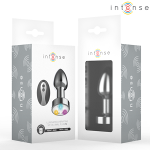 INTENSE - PLUG ANALE VIBRANTE IN METALLO CON LUCI LED E TELECOMANDO - TAGLIA S - immagine 3