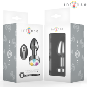 INTENSE - PLUG ANALE VIBRANTE IN METALLO CON LUCI LED E TELECOMANDO - TAGLIA M - immagine 3