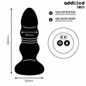 ADDICTED TOYS - TAPPO ANALE ROTANTE E VIBRANTE, LUCE LED, TELECOMANDO - immagine 6