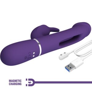 PRETTY LOVE - VIBRATORE MULTIFUNZIONE KAMPAS RABBIT 3 IN 1 CON LINGUA VIOLA - immagine 8