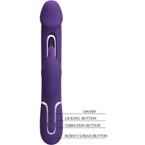 PRETTY LOVE - VIBRATORE MULTIFUNZIONE KAMPAS RABBIT 3 IN 1 CON LINGUA VIOLA - immagine 7