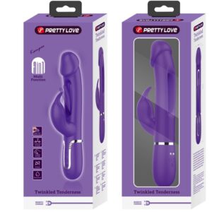 PRETTY LOVE - VIBRATORE MULTIFUNZIONE KAMPAS RABBIT 3 IN 1 CON LINGUA VIOLA - immagine 9