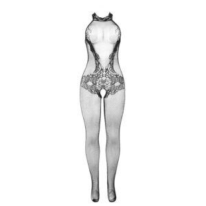 SUBBLIME - 951801 BODYSTOCKING A RETE E PIZZO SENZA CAVALLO CON COLLO ALTO NERO TAGLIA UNICA - immagine 5
