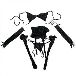 SUBBLIME - 952174 BODYSTOCKING A RETE CON GUANTI E STRASS NERO TAGLIA UNICA - immagine 6