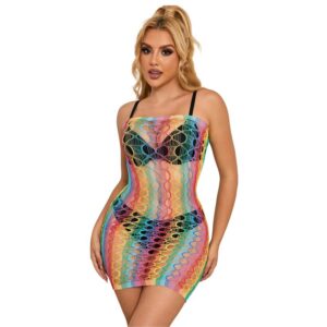 SUBBLIME - 952365 VESTITO A RETE CON SPALLE NUDE ARCOBALENO TAGLIA UNICA - immagine 3